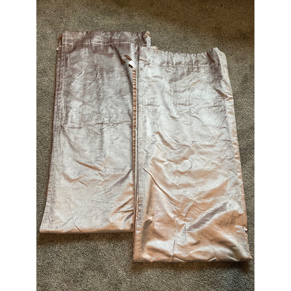 West Elm 48x96 Luster Velvet Curtains "Dusty Blush Rose" Lined Room Darkening